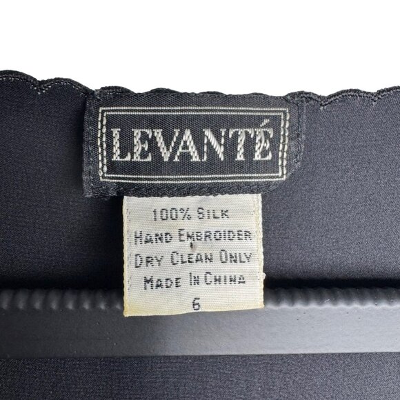 Levante Black 100% Silk Embroidered Camisole Top‎ Size 6 - Picture 3 of 5